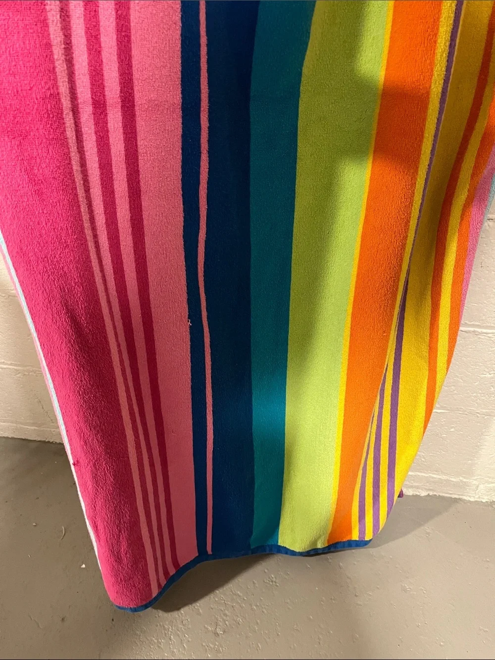 Rainbow Stripe Beach Towel - Pink & Multi about 65 x 57 approximately